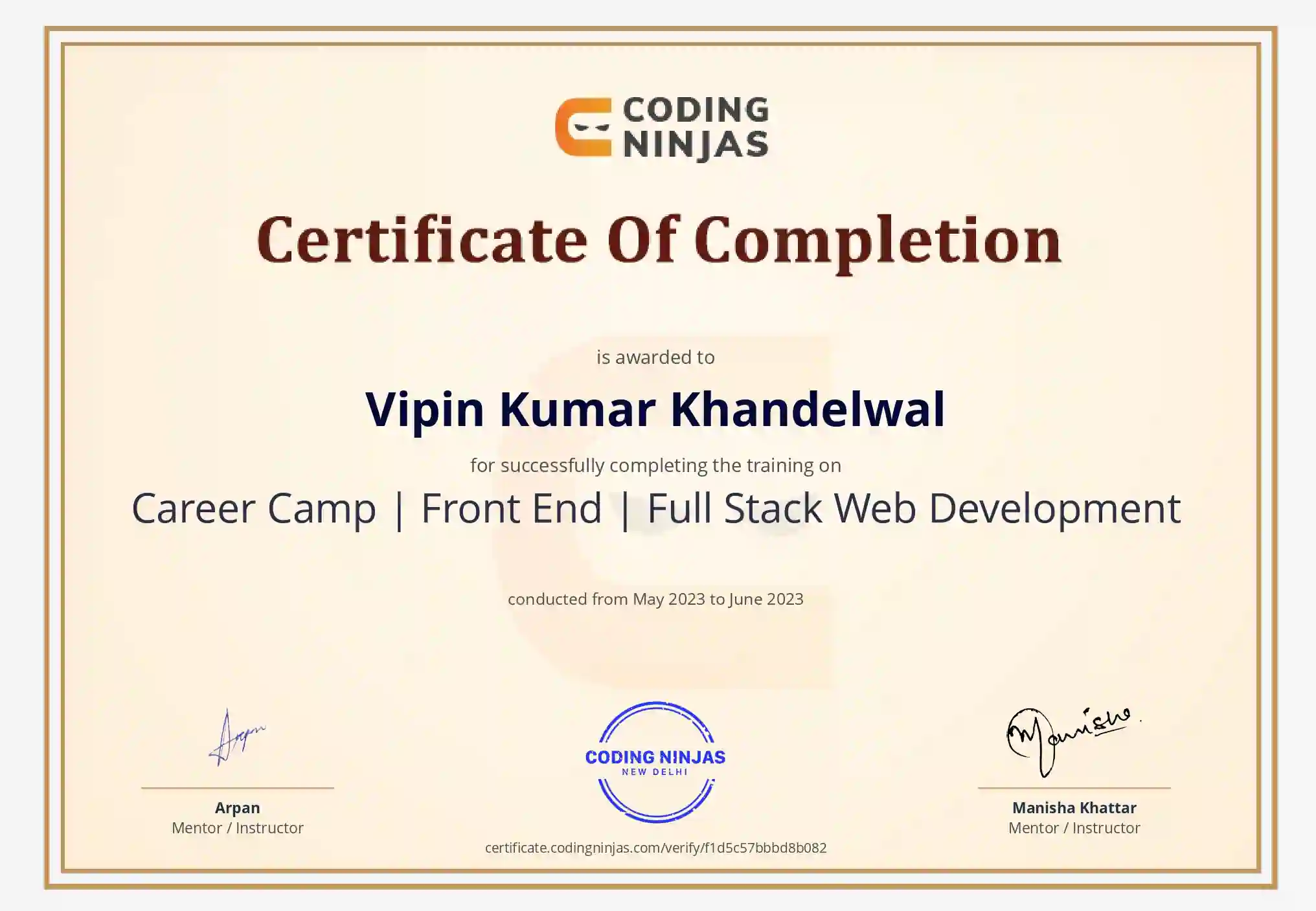 60% Complete Course Front-End Certificate